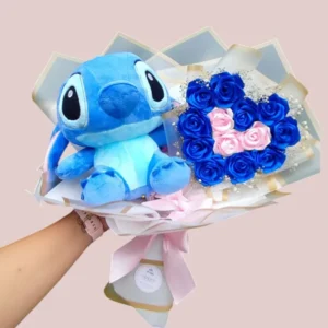 Ramo-Corazón-con-Mini-Rosas-Eternas-y-Peluche Ramo Corazón con Mini Rosas Eternas y Peluche
