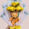 Rosas Eternas amarillas con peluche Ramo de Rosas Eternas con Osito de Peluche