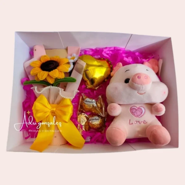 Caja Sorpresa con Peluche y Chocolates | Regalo para Mujer