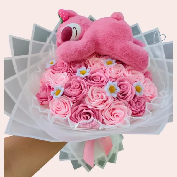 Ramo con Lotso y Rosas Rosadas en bogotá