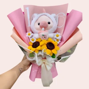 Ramo de Girasoles en Limpiapipas con Peluche Ramo de Girasoles en Limpiapipas con Peluche