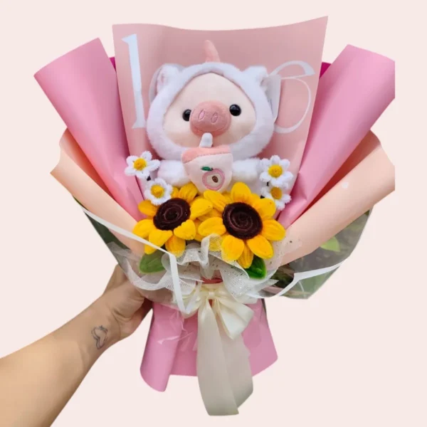 Ramo de Girasoles en Limpiapipas con Peluche