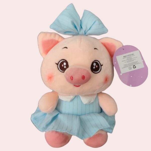 peluche-cerdita-kawaii-vestido-azul-mono